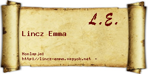 Lincz Emma névjegykártya